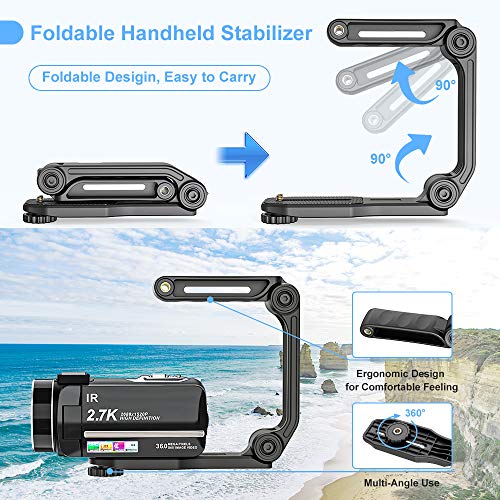 Caméra Vidéo 2.7K Caméscope UHD 36MP Caméra de Vlog pour Youtube IR Night Vision 3.0″ LCD à écran Tactile 16X Zoom Camera Recorder avec Microphone Stabilisateur Portable Télécommande, 2 Piles