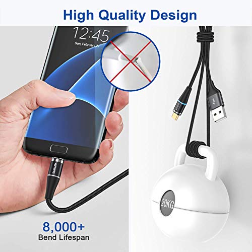 Câble de Chargeur Magnétique, 3 en 1 3A Charge Rapide et Synchro Données Câble Aimanté avec Micro USB, Type C, Ip…