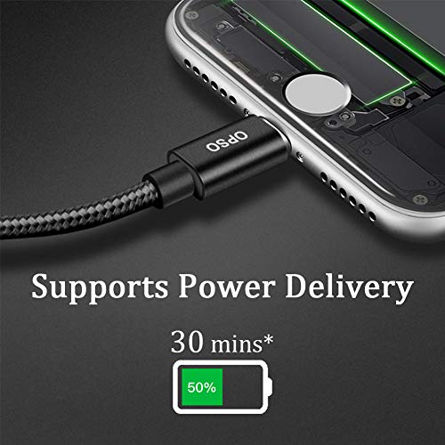 Câble Chargeur iPhone, OPSO 0.2M [Certifié MFi] Charge Rapides Câble USB C vers en Nylon Ultra Lightning Compatible with…