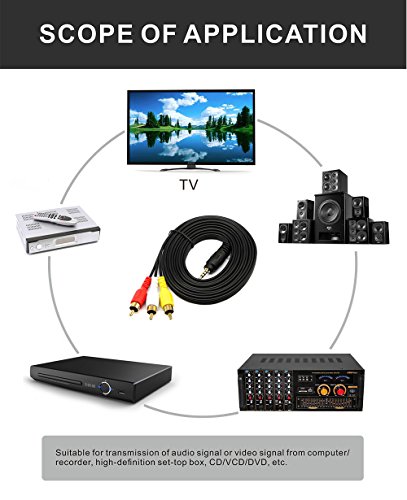 Câble vidéo caméra 3,5 mm vers RCA AV, câble mâle 3,5 mm vers fiche mâle 3RCA pour câble Audio stéréo AUX pour…