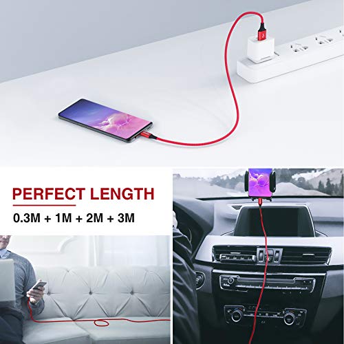 RAVIAD Câble USB Type C, [Lot de 4, 0.3m 1m 2m 3m] Chargeur USB C Nylon Tressé Charge Rapide et Synchro Compatible pour…