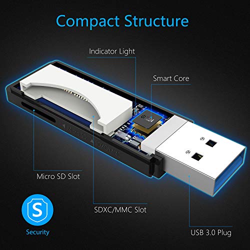 Lecteur de Carte USB 3.0, Beikell Lecteur de Carte Mémoire SD/Micro SD Haute Vitesse Card Reader MMC Memory Stick SDXC…