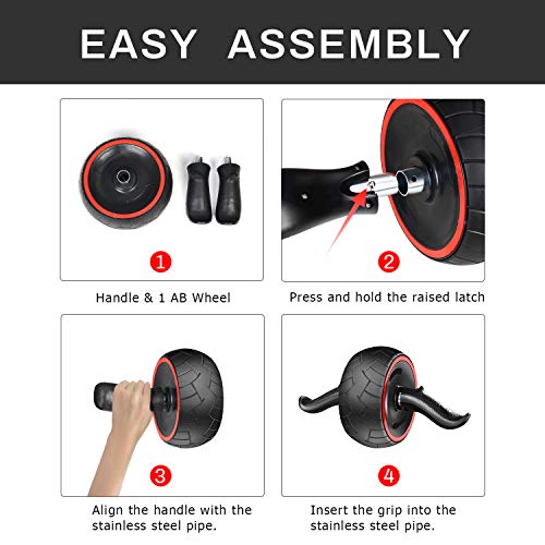 Roues AB, Cyiecw AB Roller-Roue Exercice pour Abdominaux avec Tapis épais pour Genoux AB-Rouleau Roue Trainer Pro…