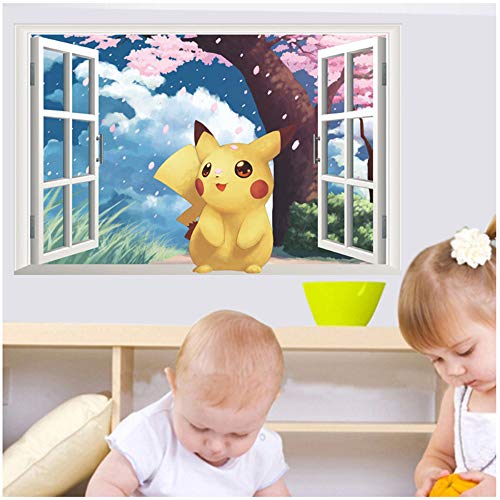 ZGQQQ Populaire Jeu Pikachu Pokemon Go Stickers Muraux pour Enfants Chambres Chambre De Bande Dessinée Fenêtre Stickers…