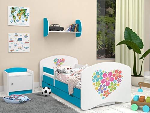 Happy Babies – LIT D’ENFANT DOUBLE FACE AVEC TIROIR Design Moderne Avec Bords Sûrs et Matelas en Mousse Antichute 7 cm…
