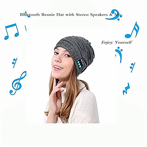 ZHIKE Bonnet BlueTooth Music Beanie,Bonnet de casque sans fil unisexe rechargeable, casque Bluetooth, chapeau d’hiver…