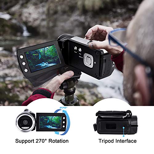 Vmotal HG8162 [Mise à Jour] 2,7K Caméscope numérique 1080P FHD / 2,7″ écran TFT LCD/caméscope Rotatif à 270 degrés Caméra pour Enfants/Adolescents/Élèves/Débutants/Les Personnes âgées Cadeau