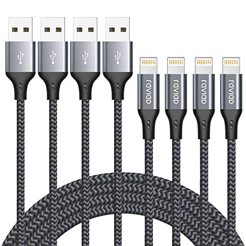 RAVIAD Câble Phone Chargeur Phone [1.2M/Lot de 4] Câble Nylon Tressé Câble Charge Rapide pour Phone 11/11 Pro/ 11 Pro…
