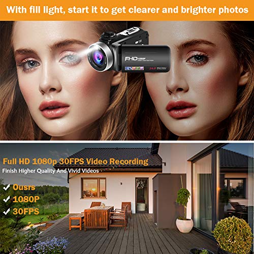 Camescope Caméscope FHD 1080P 24MP 18X Zoom Puissant Camecope Numerique Anti-tremblement Avec Microphone Et Télécommande Sans Fil Caméscope Caméra