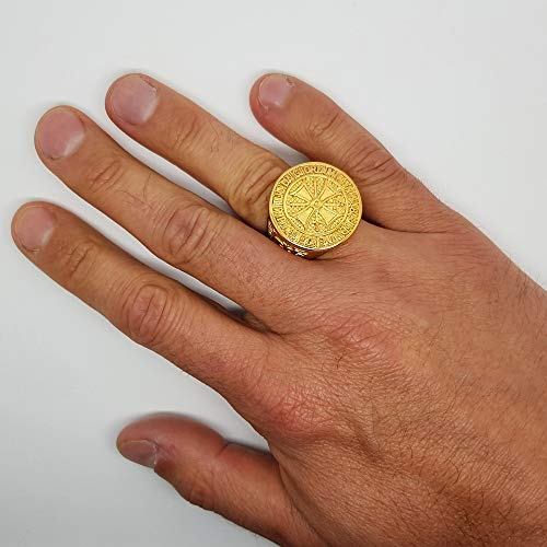 BOBIJOO Jewelry – Bague Chevalière Homme Ordre des Templier Brut Croix Malte Acier Plaqué Doré Or