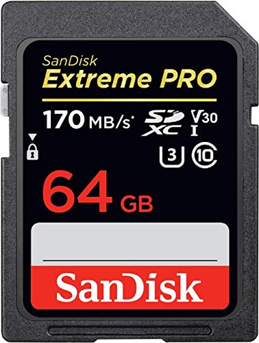 SanDisk 64 Go Extreme PRO SDXC, carte mémoire, jusqu’à 170 MB/s UHS-I Classe 10, U3, V30