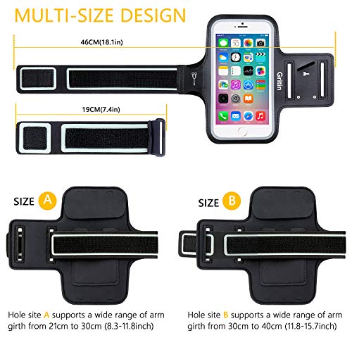 Gritin Brassard de Sport, Universel Brassard de Course pour iPhone 13/13 Pro/12/12 Pro/11/11 Pro/XR/X/8/7 Jusqu’à 6.1…