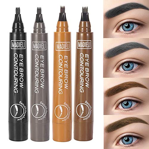 ONLYOILY Stylo à sourcils Set-Tattoo Sense Liquide Sourcil avec 4 couleurs, toute la journée étanche