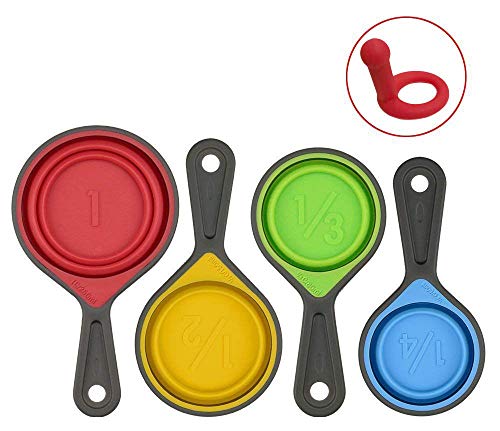 Himi Pet Food Scoops Silicone Collapsible Measuring Cups – Set of 4 – Great for Dog, Cat and Bird Food