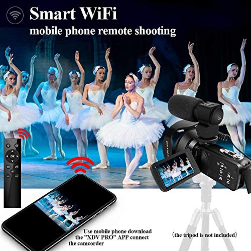 Caméscope 4K Caméra Vidéo Caméscopes WiFi Ultra HD avec Microphone 48,0MP Caméra Youtube Camescope de Vision Nocturne IR…