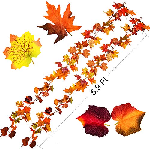 YQing Lot de 2 guirlandes de Feuilles d’érable artificielles à Suspendre pour intérieur ou extérieur, Mariage, fête…