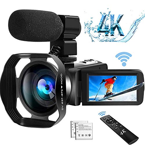 Caméscope 4K Caméra Vidéo Caméscopes WiFi Ultra HD avec Microphone 48,0MP Caméra Youtube Camescope de Vision Nocturne IR…