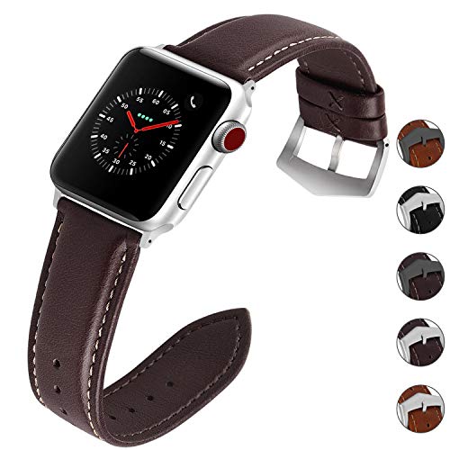 Fullmosa Compatible for Apple Watch Band 38mm 42mm 40mm 44mm, 3 Colors Labu Leather Apple Watch Band/Strap for iWatch…