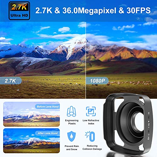 Caméra Vidéo 2.7K Caméscope UHD 36MP Caméra de Vlog pour Youtube IR Night Vision 3.0″ LCD à écran Tactile 16X Zoom Camera Recorder avec Microphone Stabilisateur Portable Télécommande, 2 Piles