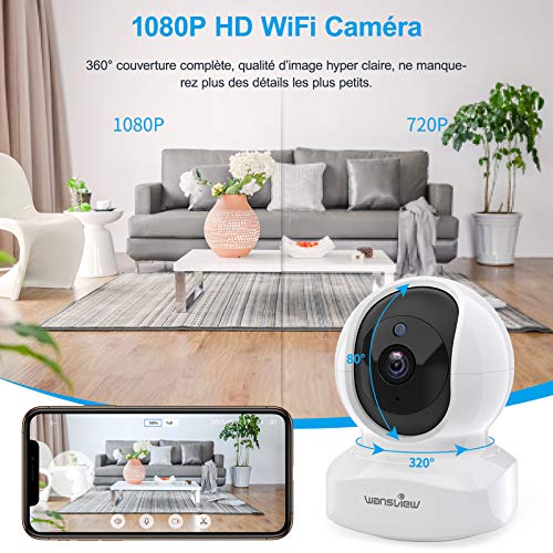 wansview Caméra Surveillance WiFi, 2K Caméra IP WiFi Intérieur avec Alerte instantanée, Audio Bidirectionnel pour Bébé…