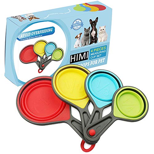 Himi Pet Food Scoops Silicone Collapsible Measuring Cups – Set of 4 – Great for Dog, Cat and Bird Food