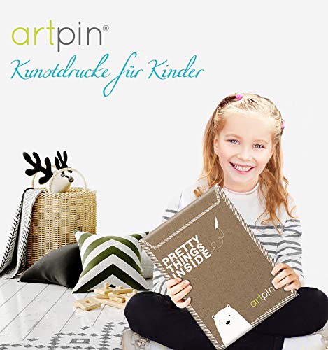 artpin® Set de 4 Affiches décoration pour Chambre d’enfant- posters de bébé garçon ou Fille – Animaux de safari dans la…