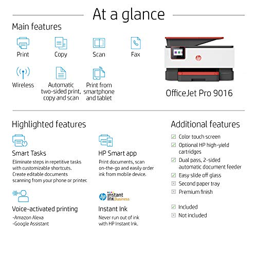 HP OfficeJet Pro 9016 Corail Imprimante Tout-en-un (Jet d’encre, Couleurs, Wi-Fi, Jusqu’à 22 ppm, Recto-Verso, A4…