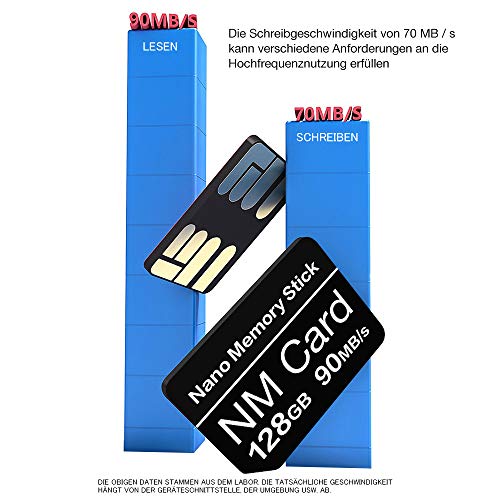 Carte NM 128Go 90Mo/S Nano Carte mémoire Nano Carte Uniquement Convient pour Huawei P30/P40/P50 series/Mate20 Series…