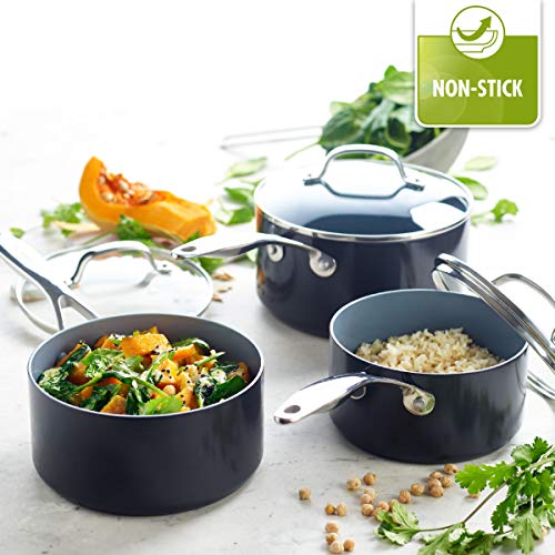 GreenPan Valencia Pro Casseroles en céramique anodisée dure et saine, 16 cm, 18 cm et 20 cm, 3 pièces, sans PFAS…