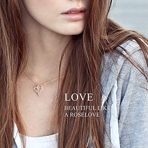 SNZM Collier de Fleurs pour Les Femme Coeur Collier Infini Fille en Argent Bijoux en Cristal Cadeau d’amour Infini pour…
