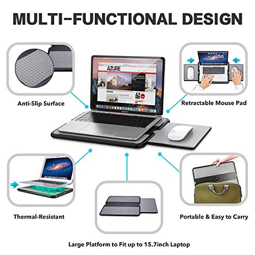 AboveTEK Bureau Portable pour Ordinateur Portable avec Plateau rétractable pour Tapis de Souris Gauche/Droite…