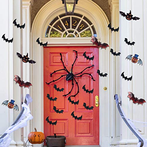 Décorations de chauve-souris d’Halloween – 120 PCS 3D Citrouille Chauves-souris Stickers Muraux, Imperméables Bats Craft…