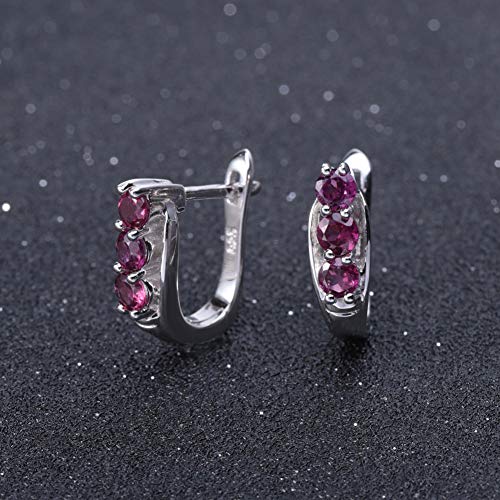D&XQX 925 Sliver Boucles d’oreilles pour Les Femmes 1.57Ct Naturel Grenat rhodolite Boucles d’oreilles Pierres…