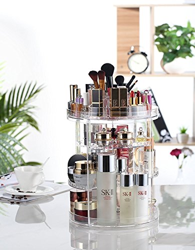 AMEITECH Organisateur de Maquillage, Bijoux Ajustable Rotatifs à 360 Degrés et Support D’écran Cosmétique, 8 Couches de…