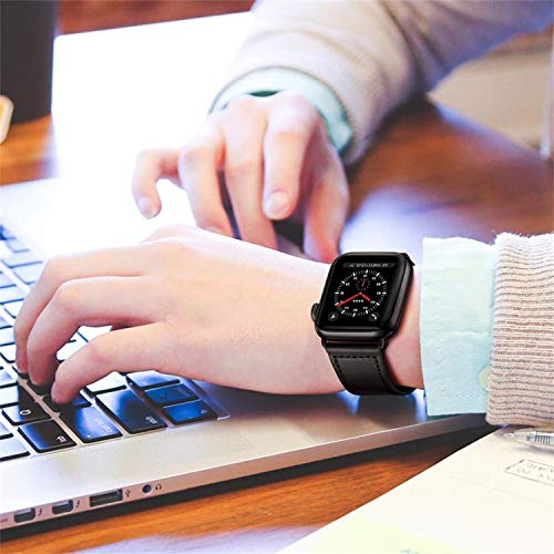 Qeei Compatible pour Bracelet Apple Watch Cuir 45mm 44mm 42mm,Innovative Boucle Caché Minimaliste Cuir Véritable Bande…