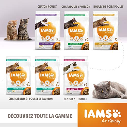 Iams Vitality – Croquettes Premium Chats Adultes 100% Complètes et équilibrées – A l’Agneau – Sans OGM Colorant Arôme…