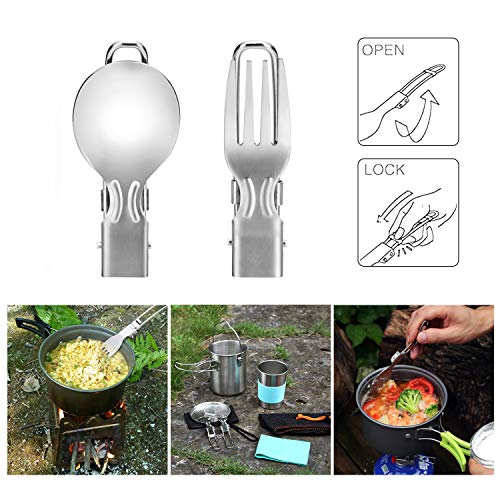 Odoland Multi-PCS Mini Kit de Casseroles Camping, Cookware Kit en Alliage d’Alu, Légère, Durable et Compact avec Tasse…