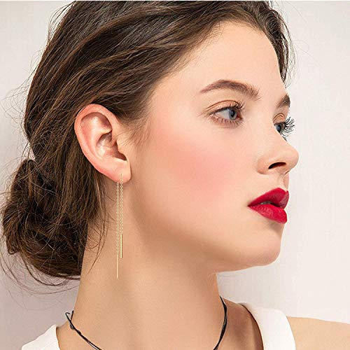 Finrezio Crochet Boucles d’Oreilles Traversantes Pendantes en Acier Inoxydable pour Femmes Filles