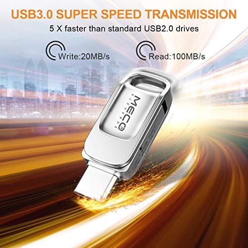 MECO ELEVERDE Cle USB 128 Go USB C USB 3.0 2 en 1 OTG Type C Memory Stick Grande Capacité Disque U avec Couvercle de…