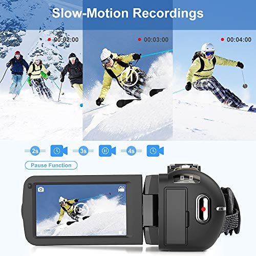 Caméra Vidéo 2.7K Caméscope UHD 36MP Caméra de Vlog pour Youtube IR Night Vision 3.0″ LCD à écran Tactile 16X Zoom Camera Recorder avec Microphone Stabilisateur Portable Télécommande, 2 Piles