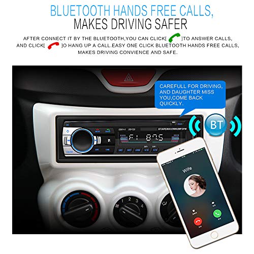 Luckdragon BT Stéréo de voiture, lecteur multimédia numérique 12 V, radio FM, lecteur MP3 de voiture USB/SD/AUX, appels…