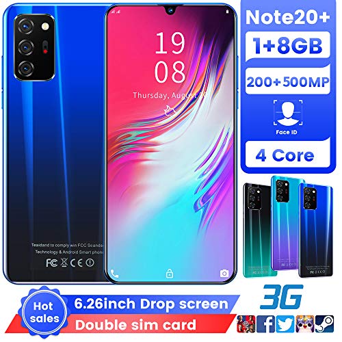 GEOTEL Note20+ Smartphone, 6.26 Ecran 3G Dual SIM Telephone Debloqué, 1GB+8GB, Faciale ID, Double caméra 5MP+2MP…