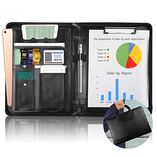 NEWYES Porte Document A4, Multifonctionnel Dossier de Conférence, avec Poignées Magnétiques Pliables, à Fermeture…