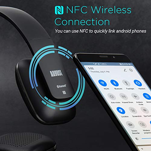 Casque Bluetooth Sans Fil Noir aptX – August EP636 – Homme Femme NFC Micro Audio Stéréo Supra Aural Ultra-léger…