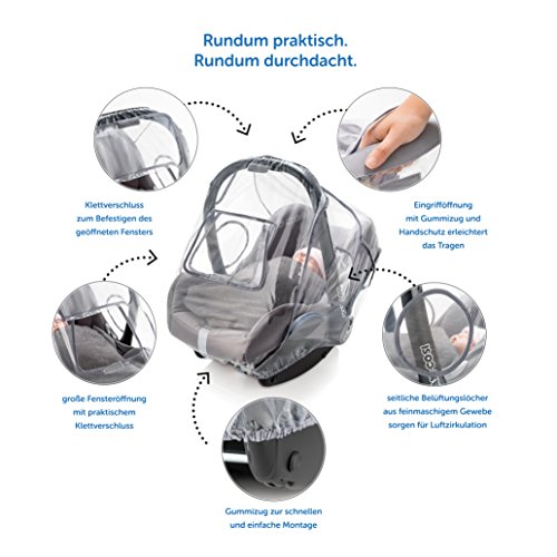Zamboo Habillage Pluie Cosy Universel pour Siege Auto Bebe, Fenêtre de Contact Refermable, Filets Aération, Fente pour…