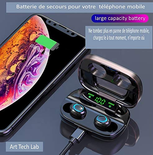 Art Tech Lab Ecouteurs sans Fils Tactiles Bluetooth V5.0 Ear Phones Réducteur de bruits Tech CVC8.0 Smartphones…
