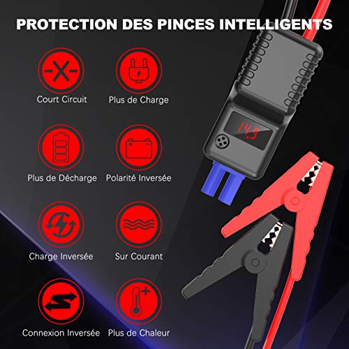 DINKALEN Booster Batterie Voiture 12800mAh 800A Portable Booster de Batterie Moto (Jusqu’à 6.0L Essence/5.0L Diesel…