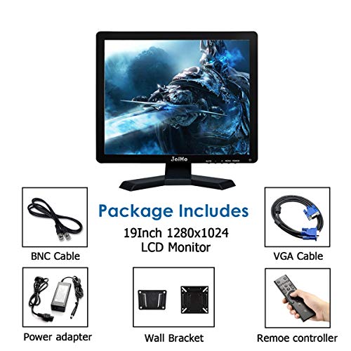 JaiHo 19 Pouces Moniteur 4:3 Moniteur LCD TFT Couleur 1024 x 768 1080P CCTV HDMI HD avec Sortie écouteur BNC VGA AV HDMI…