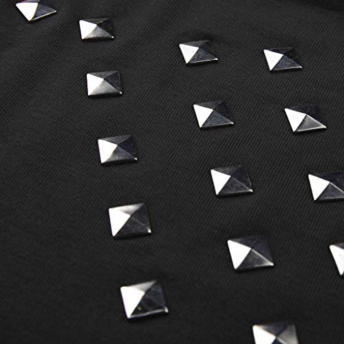 Moent Sales Plus T-shirt tendance à manches longues avec col rond et clous pour femme