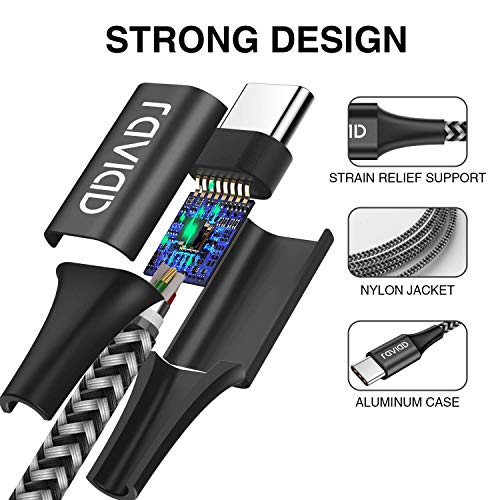RAVIAD Câble USB Type C, [Lot de 4, 0.5m+1m+2m+3m] USB Cable Type C en Nylon Tressé Chargeur USB C Connecteur pour…